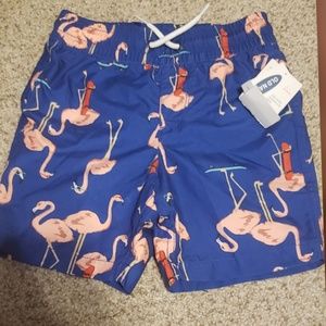Old Navy Flamingo Skateboard swim shorts XS